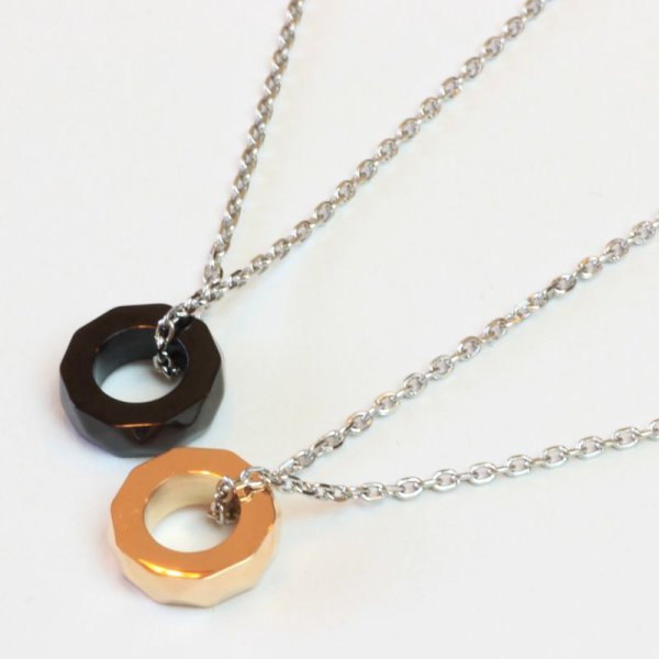 画像4: ペアネックレス ステンレス ネックレス ペア リング ピンク ブラック N1291P-N1291BKネックレストップ ギフト用 / ジーラブ