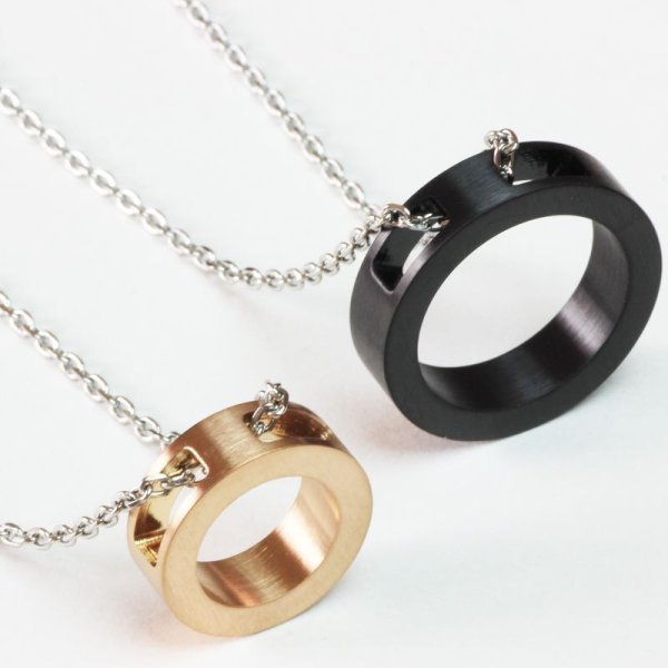 画像3: ペアネックレス ステンレス ネックレス ペア マットリング ピンク ブラック N1292P-N1292BKVie ネックレストップ ギフト用 / ジーラブ