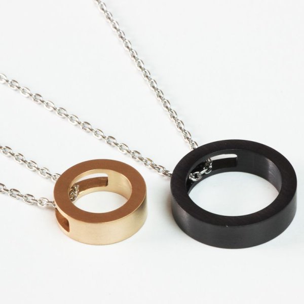 画像4: ペアネックレス ステンレス ネックレス ペア マットリング ピンク ブラック N1292P-N1292BKVie ネックレストップ ギフト用 / ジーラブ