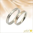 画像1: シンプルライン　ペアリングホワイト＆ピンク 天然ダイヤモンド0.015ctマリッジ結婚指輪 Vie (1)