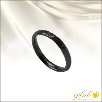 シークレットハート　ブラックコーティング　天然ダイヤモンド0.015ct　316Lステンレス 指輪 錆びないリング メッセージ刻印