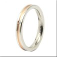 画像2: シンプルライン　ピンクコーティング 天然ダイヤモンド0.015ct　316Lステンレス 指輪 錆びないリング メッセージ刻印 (2)