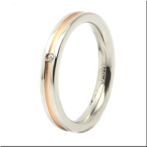 画像2: シンプルライン　ピンクコーティング 天然ダイヤモンド0.015ct　316Lステンレス 指輪 錆びないリング メッセージ刻印