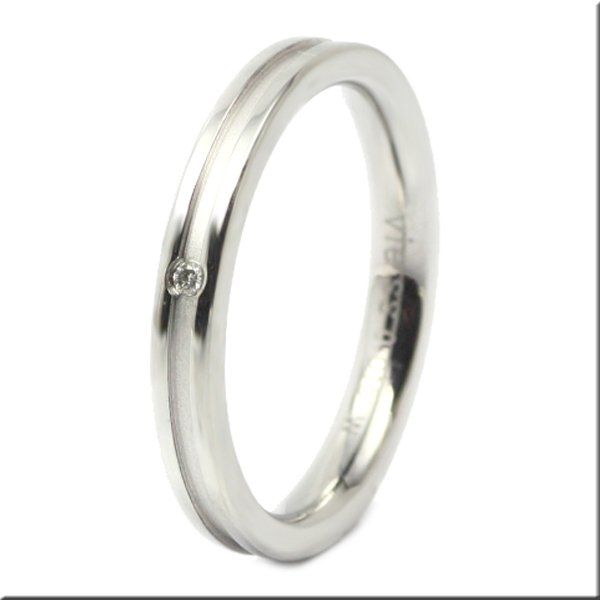 画像2: シンプルライン　ホワイト 天然ダイヤモンド0.015ct　316Lステンレス 指輪 錆びないリング メッセージ刻印