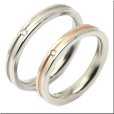 画像3: シンプルライン　ペアリングホワイト＆ピンク 天然ダイヤモンド0.015ctマリッジ結婚指輪 Vie (3)