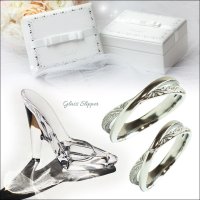 ミリミリ ガラスの靴 天然ダイヤモンド【品質証明書付】ステンレス ペアリング 結婚指輪 送料無料 名入れ 刻印無料