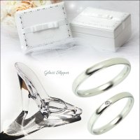 ルシエル 鏡面ガラスの靴 天然ダイヤモンドステンレス ペアリング 結婚指輪 送料無料 名入れ 刻印無料