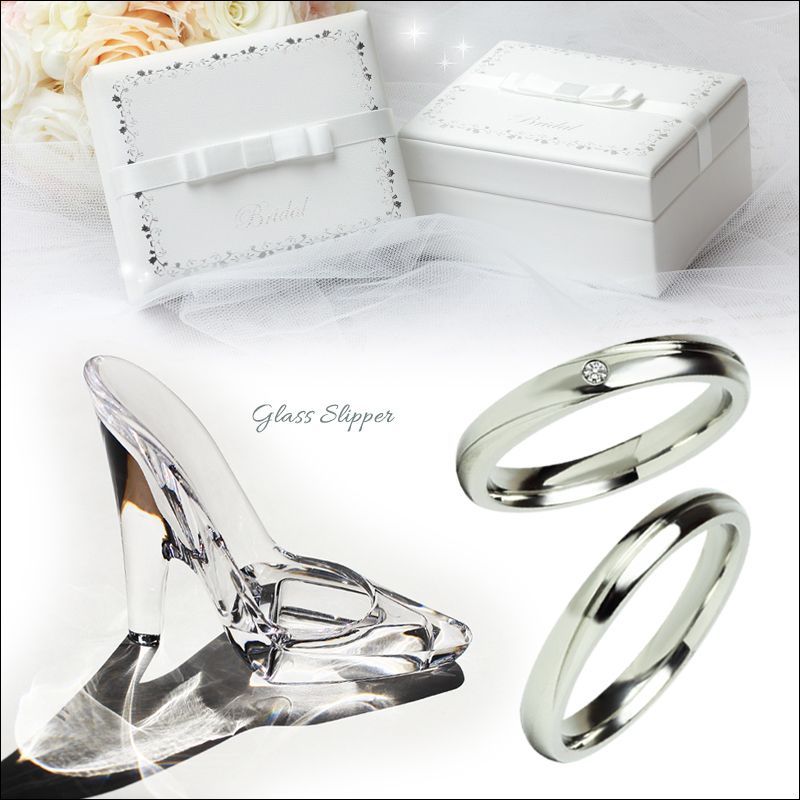 ゼフィール ガラスの靴 天然ダイヤモンドサージカルステンレス ペアリング 結婚指輪 送料無料名入れ 刻印無料