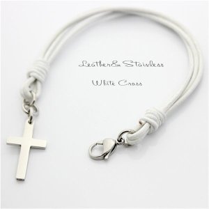 画像2: カラーが選べる高級本革レザーチョーカーブレスレット 誕生日プレゼント 記念日 高品質 お祝い バックチャーム クロス ギフト用 / ジーラブ (2)