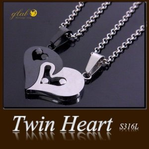 画像3: ペアツインハート ステンレスネックレストップ ギフト用 / ジーラブ (3)