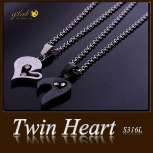 画像4: ペアツインハート ステンレスネックレストップ ギフト用 / ジーラブ (4)