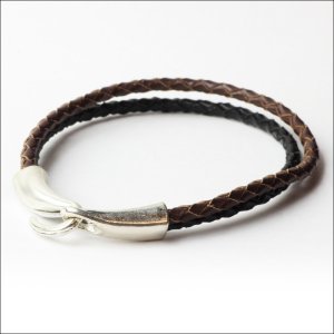 画像4: 本革 フック レザー ブレスレット 誕生日クリスマスプレゼント 記念日 高品質 お祝い ブラック ブラウン ホワイトギフト用 / ジーラブ (4)