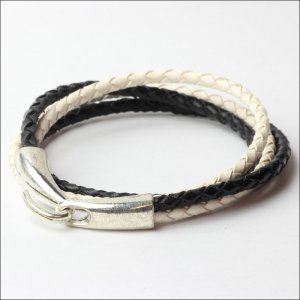 画像5: 本革 フック レザー ブレスレット 誕生日クリスマスプレゼント 記念日 高品質 お祝い ブラック ブラウン ホワイト 2重巻きギフト用 / ジーラブ (5)