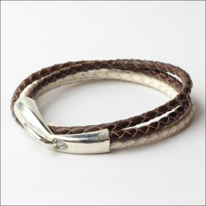 画像6: 本革 フック レザー ブレスレット 誕生日クリスマスプレゼント 記念日 高品質 お祝い ブラック ブラウン ホワイト 2重巻きギフト用 / ジーラブ (6)