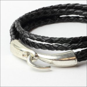 画像7: 本革 フック レザー ブレスレット 誕生日クリスマスプレゼント 記念日 高品質 お祝い ブラック ブラウン ホワイト 2重巻きギフト用 / ジーラブ (7)