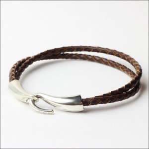 画像2: 本革 フック レザー ブレスレット 誕生日クリスマスプレゼント 記念日 高品質 お祝い ブラック ブラウン ホワイトギフト用 / ジーラブ (2)