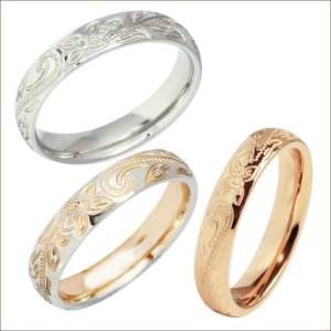 画像6: ステンレス 指輪 ハワイアンジュエリーハーフピンクゴールドリング サージカル スクロールカレイキニ 錆びないリング 刻印無料 金属アレルギー対応 316L 記念日 高品質 お祝い ギフト用にも人気 / ジーラブ (6)