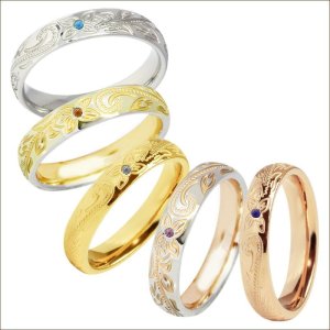 画像8: 誕生石 ハワイアンジュエリーシルバーピンクゴールドリングペアbirthstone 指輪 金アレ対応 刻印無料 スクロール カレイキニ ギフトにも人気 / ジーラブ (8)