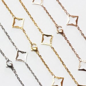 画像4: アレルギー対応 ネックレス スクエアフラワー 35cm〜60cm 【長さ1cm単位対応】 チェーン シルバー ピンクゴールド ゴールド ステンレス ギフト用 / ジーラブ (4)