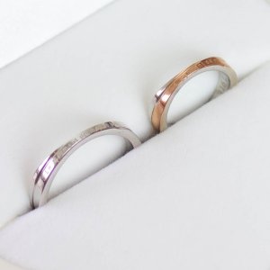 画像3: ステンレス 指輪 ユニオン シルバー / ピンクゴールド (私とあなたの誓い) S316L サージカルペアリング 結婚 ブライダル 金属アレルギー対応 2本 価格 ギフト用にも人気 / ジーラブ (3)