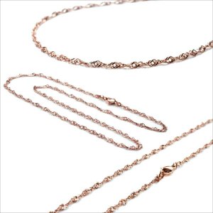 画像2: 捻りが綺麗な2.5ミリ ステンレス スクリューチェーンピンクゴールドコーティングカラー アレルギー対応ネックレス / 【NE0036】ギフト用 / ジーラブ (2)