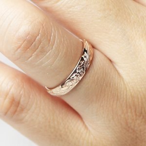 画像11: 誕生石 ハワイアンジュエリーシルバーピンクゴールドリングペアbirthstone 指輪 金アレ対応 刻印無料 スクロール カレイキニ ギフトにも人気 / ジーラブ (11)