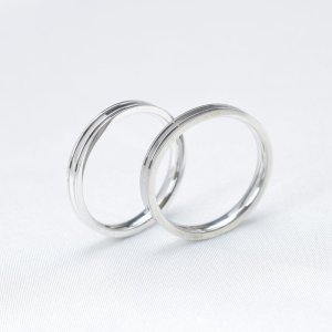 画像5: ステンレス 指輪 ブライダルペアリング高品質天然ダイヤモンド 【華奢ダブルラインペアリング 】 レーザー刻印可 両面刻印OK 金属アレルギー対応 サージカル ブライダル 結婚 【ダイヤモンド品質保証付】ギフト用にも人気 / ジーラブ (5)