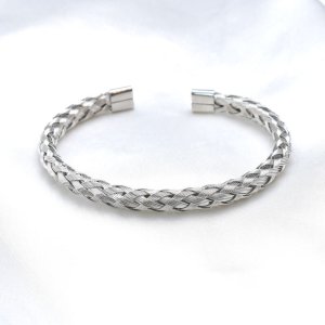 画像3: 夏のリゾートに / 編み上げバングル サージカルステンレスオープンバングル 誕生日クリスマスプレゼント 記念日 高品質 お祝い つけっぱなしOK ギフト用 / ジーラブ (3)