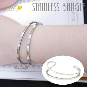 画像3: サージカルステンレス 華奢 細身 2連オープンバングル アクセサリー 記念日 高品質 お祝い ギフト用 / ジーラブ (3)