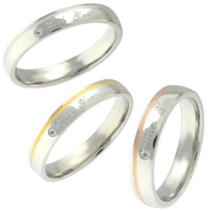 画像3: ステンレス 指輪 ブライダルペアリング高品質 天然ダイヤモンド 【プレシャス ウィズユー（with you / あなたと共に）】 レーザー刻印可 両面刻印OK 金属アレルギー対応 サージカル ブライダル 結婚 【ダイヤモンド品質保証付】 / ジーラブ (3)