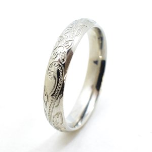 画像3: ステンレス 指輪 【単品リング】ハワイアンジュエリー サージカルリング  金属アレルギー対応 アクセサリー 刻印無料 スクロール カレイキニ 金属アレルギー対応 316L 誕生日プレゼント 記念日 高品質 お祝い / ジーラブ (3)