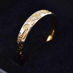 画像3: ステンレス 指輪 ハワイアンジュエリーハーフピンクゴールドリング サージカル スクロールカレイキニ 錆びないリング 刻印無料 金属アレルギー対応 316L 記念日 高品質 お祝い ギフト用にも人気 / ジーラブ (3)