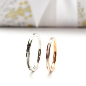 画像2: ステンレス 指輪 人気シェルリングレーヴ 夢 2mm ピンクゴールドシルバー サージカル ペアリング  金属アレルギー対応 316L 普段使いしやすい アクセサリー お祝い ギフト用にも人気 / ジーラブ (2)