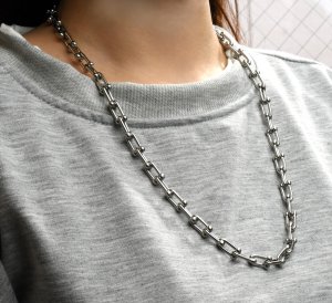 画像4: 7mm ハードウェア定番デザインU字ネックレス 35cm〜80cm 【選べる長さ】 ネックレス チェーン サージカルステンレス つけっぱなしOK メンズアクセ / ジーラブ (4)