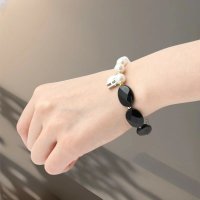 画像2: パワーストーン 宝石質 天然石ブレスレット オーバルオニキス/フェイクパール/ヘマタイト 選べる 誕生石 ガーネット アメジスト アクアマリン 水晶 エメラルド ラピスラズリ ローズクォーツ シトリン 刻印できるプレート ギフト用 MAHALO【M_03】 / ジーラブ