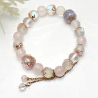 画像3: パワーストーン チェーンチャームが可愛い 天然石ブレスレット アクアオーラ ブルーレース ローズクォーツ 水晶 選べる エンド 誕生石 アクアマリン 水晶 エメラルド / オプションで刻印できるプレート付誕生石チャーム / レディース MAHALO【M_08】