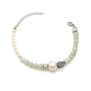 画像6: 天然石 幸せを感じる ブレスレット 翡翠 パール アイオライト ヘマタイト 「繁栄」「純粋」「健康」「長寿」「富」「無垢」「円満」オリジナル 1点物 高品質/ 脱着式誕生石プレートチャーム 刻印可能 / 【M_16】 MAHALO ジーラブ (6)