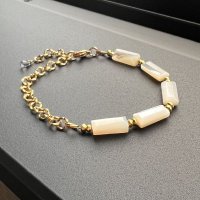 画像1: 【マハロ】 高品質 天然石 ホワイトシェル ヘマタイト オリジナル1点物ブレスレット / 脱着式誕生石プレートチャーム 刻印可能 /ギフト/ 【M_11】 MAHALO ジーラブ