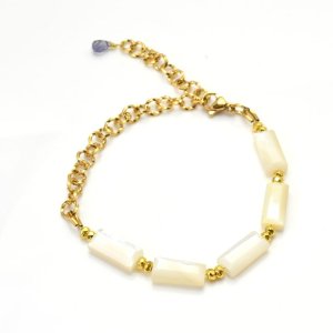 画像6: 【マハロ】 高品質 天然石 ホワイトシェル ヘマタイト オリジナル1点物ブレスレット / 脱着式誕生石プレートチャーム 刻印可能 /ギフト/ 【M_11】 MAHALO ジーラブ (6)