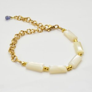 画像7: 【マハロ】 高品質 天然石 ホワイトシェル ヘマタイト オリジナル1点物ブレスレット / 脱着式誕生石プレートチャーム 刻印可能 /ギフト/ 【M_11】 MAHALO ジーラブ (7)