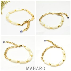 画像3: 【マハロ】 高品質 天然石 ホワイトシェル ヘマタイト オリジナル1点物ブレスレット / 脱着式誕生石プレートチャーム 刻印可能 /ギフト/ 【M_11】 MAHALO ジーラブ (3)