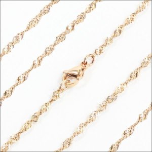画像4: 捻りが綺麗な2.5ミリ ステンレス スクリューチェーンピンクゴールドコーティングカラー アレルギー対応ネックレス / 【NE0036】ギフト用 / ジーラブ (4)