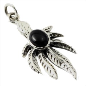 画像2: シルバー925 SILVER925 ペンダントトップ マリファナ カンナビス ｉｎオニキスギフト用 / ジーラブ (2)