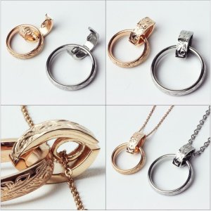 画像10: ハワイアン リングホルダー ペンダント ピンクゴールド 指輪をネックレスに通す クリッカー ステンレス 便利 パーツ アクセサリー aab_gpss843ギフト用 / ジーラブ (10)