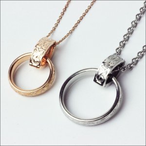 画像3: ハワイアン リングホルダー ペンダント ピンクゴールド 指輪をネックレスに通す クリッカー ステンレス 便利 パーツ アクセサリー aab_gpss843ギフト用 / ジーラブ (3)