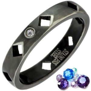 画像2: ステンレス 指輪 誕生石 ブラックアーガイル / サージカル  金属アレルギー対応 アクセサリー 錆びないリング ギフト用にも人気 / ジーラブ (2)