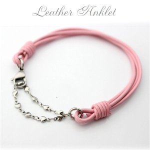 画像2: アンクレット本革ピンクレザー＆スイートハートチェーン ギフト用 / ジーラブ (2)