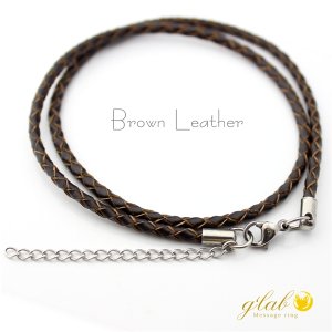 画像2: 本革レザー チョーカー丸編みブラウン ギフト用 / ジーラブ (2)