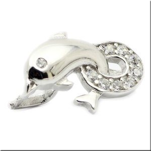 画像2: ドルフィンクリッカー / シルバー925 ホワイトゴールド コーティング キュービックジルコニア ペンダントトップ を取り外しできる パーツ クリッカー ギフト用 / ジーラブ (2)