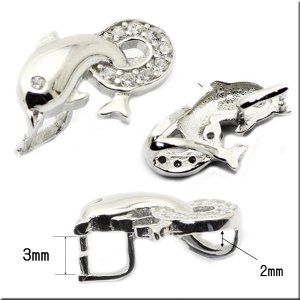 画像3: ドルフィンクリッカー / シルバー925 ホワイトゴールド コーティング キュービックジルコニア ペンダントトップ を取り外しできる パーツ クリッカー ギフト用 / ジーラブ (3)